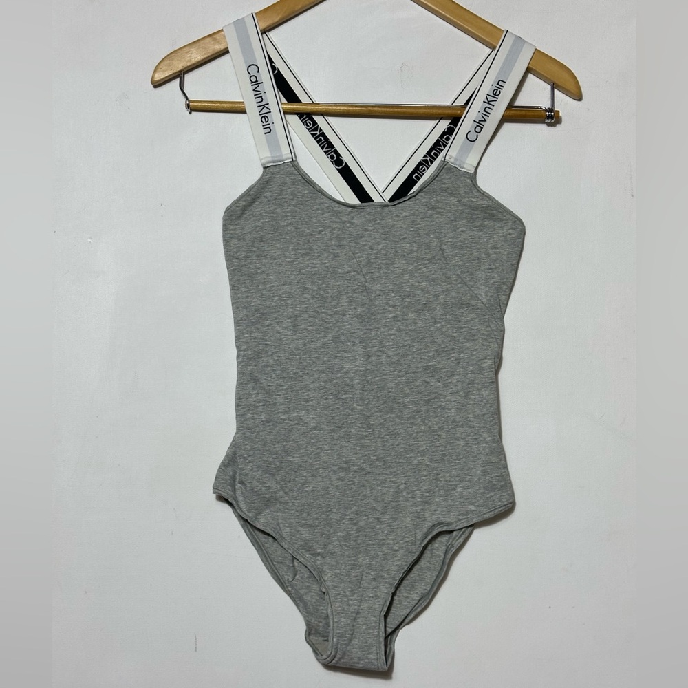 Calvin Klein Gray Bodysuit with Branded Straps